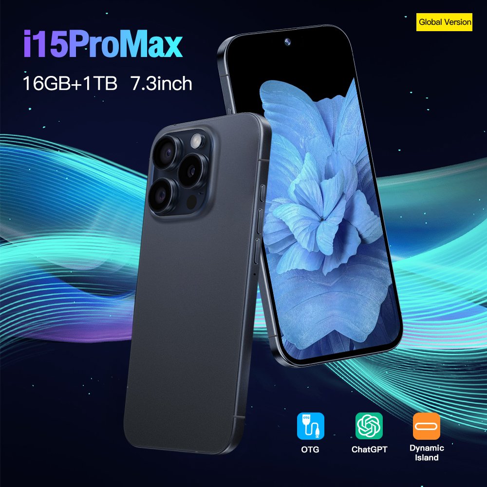 15 pro max 6.7 inch Full Screen WIFI GPS I15 Smartphone 12GB+1TB Android 4G 5G Mobile phone